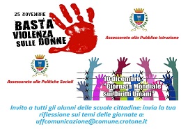 Giornata Internazionale per l'eliminazione della violenza contro le donne e Giornata Mondiale dei diritti umani