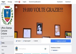 La pagina facebook ufficiale del Comune