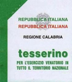 Tesserino per l'esercizio venatorio