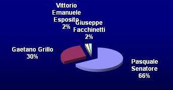 Grafico a torta con rappresentazione dei voti ripartiti per candidato