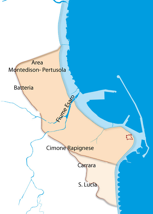 Perimetri dell'antica Kroton con l'originaria linea di costa