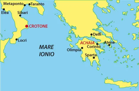 Perimetri dell'antica Kroton con l'originaria linea di costa